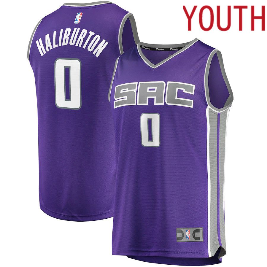 Youth Sacramento Kings #0 Tyrese Haliburton Fanatics Branded Purple Draft First Round Pick Fast Break Replica NBA Jersey->youth nba jersey->Youth Jersey